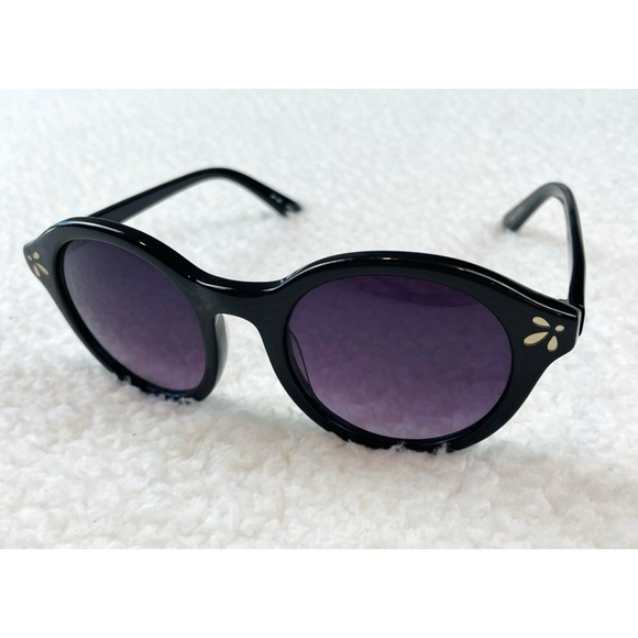 (VTG) Floral Embellished Retro Black Circle Frame Sunglasses - Picture 6 of 13
